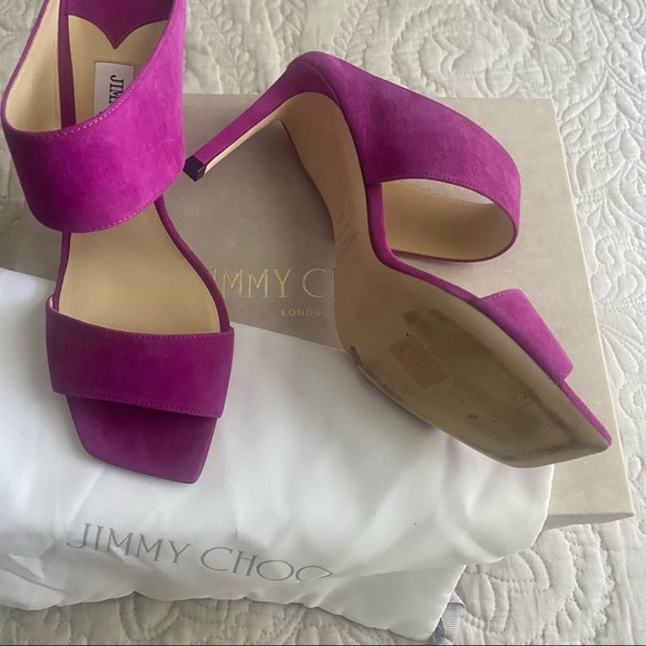 Jimmy Choo Magenta Suede Stilettos - Picture 6 of 10